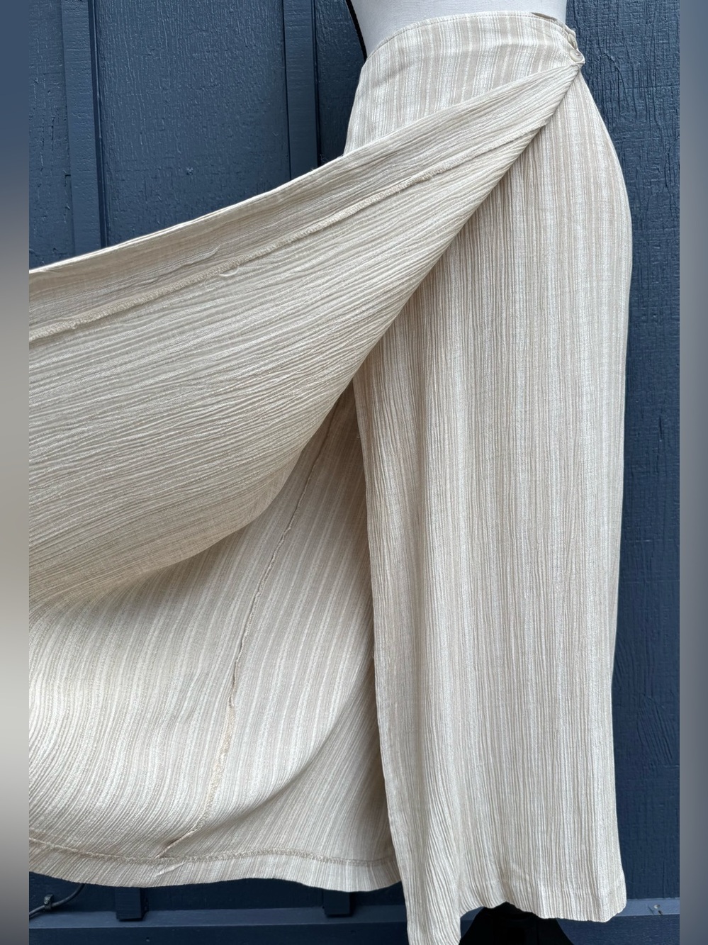 Vintage 90s Wrap Front Maxi Skirt Plus Size 18 Neutral Stripe Made in USA